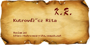 Kutrovácz Rita névjegykártya